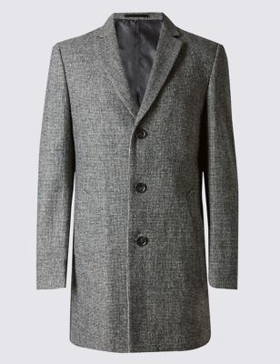 Wool Blend Single Breasted Revere Overcoat